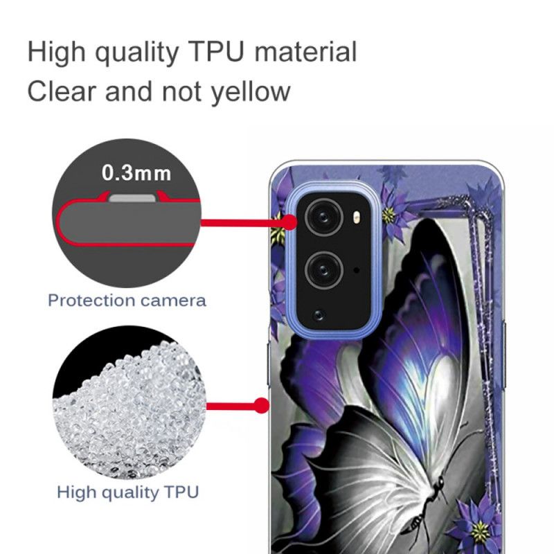 Kuori OnePlus 9 Violetti Vaaleanpunainen Perhoset