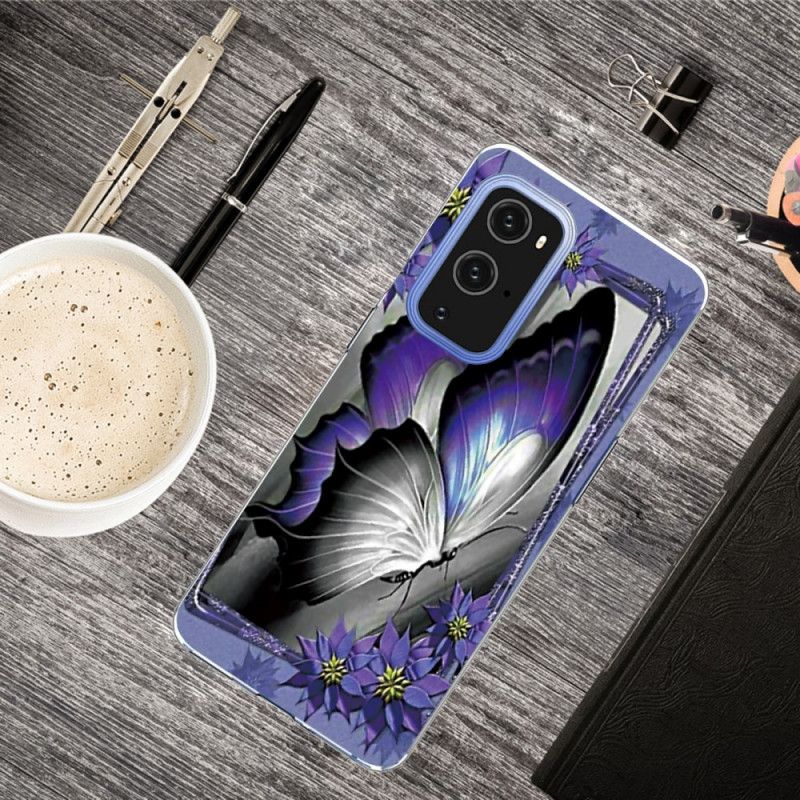 Kuori OnePlus 9 Violetti Vaaleanpunainen Perhoset