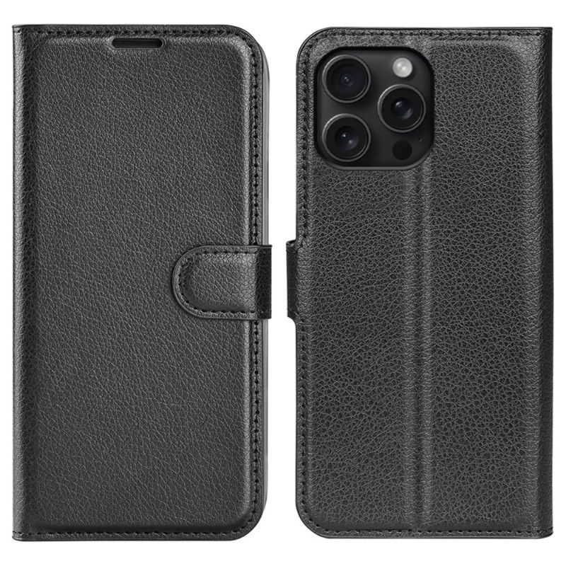 Kotelot iPhone 16 Pro Classic Litchi Faux Leather Suojakuori