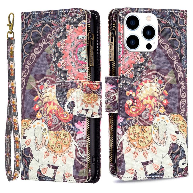 Kotelot iPhone 16 Pro Tribal Elephant -lompakko