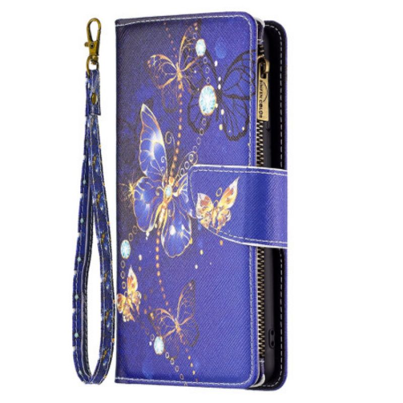 Kuoret iPhone 16 Pro Purple Butterflies -lompakko