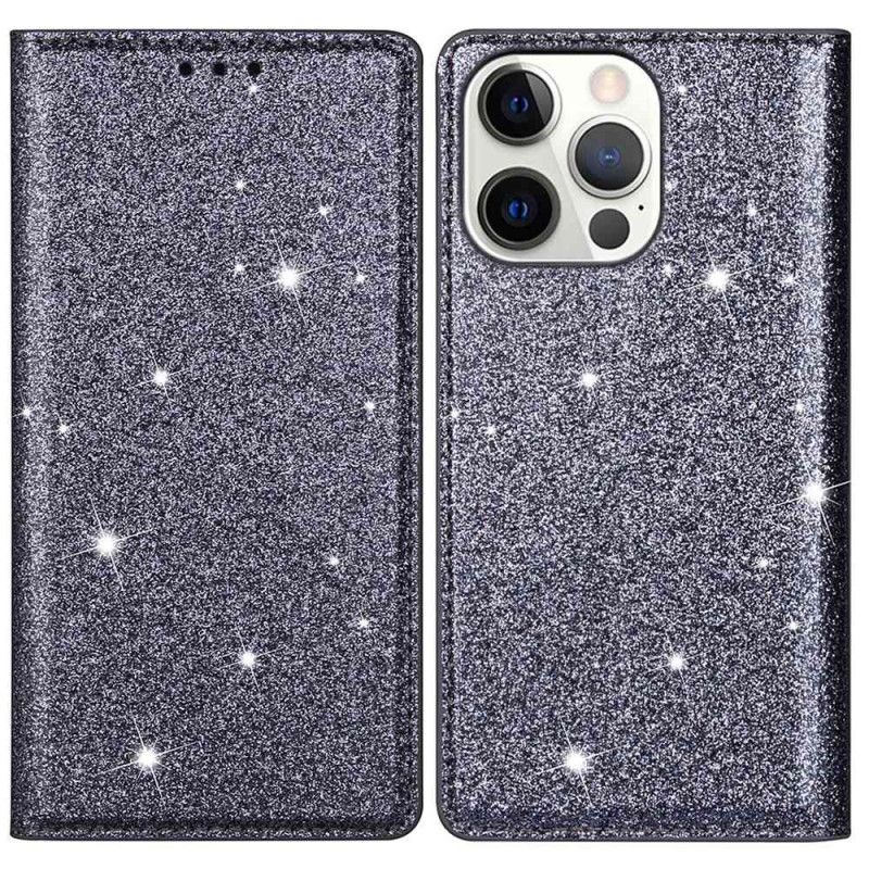 Nahkakotelo iPhone 16 Pro Glitteriä