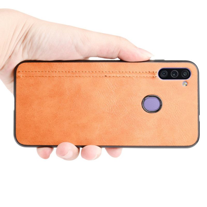 Case Kuoret Samsung Galaxy M11 Punainen Musta Puhelinkuoret Ommeltu Nahkaefekti