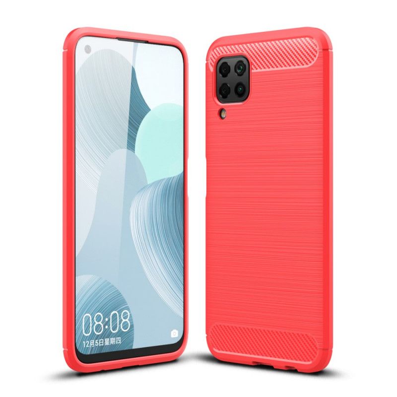 Case Kuoret Huawei P40 Lite Punainen Musta Puhelinkuoret Harjattu Hiilikuitu