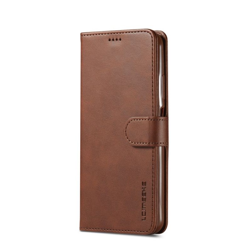 Flip Case Huawei P40 Lite Harmaa Musta Lcimeeke Nahkaefekti