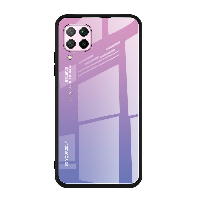 Kuori Huawei P40 Lite Magenta Punainen Ole Itse Karkaistu Lasi