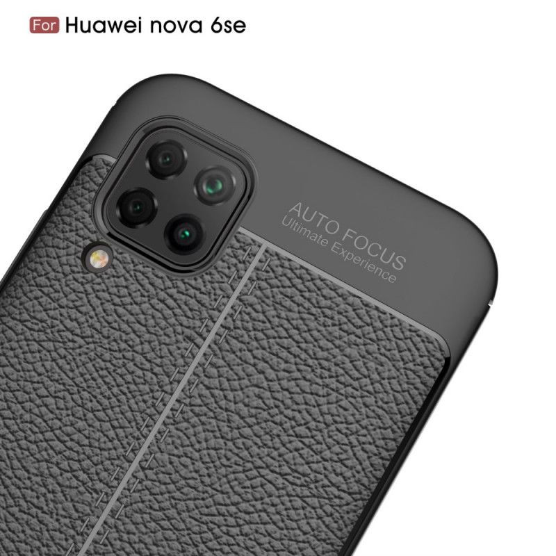 Kuori Huawei P40 Lite Punainen Musta Kaksilinjainen Litsi Nahkainen Vaikutus