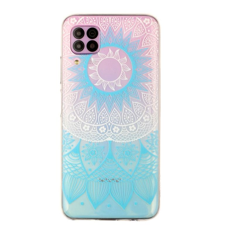 Kuori Huawei P40 Lite Vaaleansininen Vaaleanpunainen Läpinäkyvä Värikäs Mandala Suojakuori