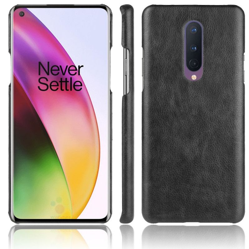 Kuori OnePlus 8 Harmaa Musta Suorituskykyinen Litsi Nahkainen Vaikutus Suojakuori