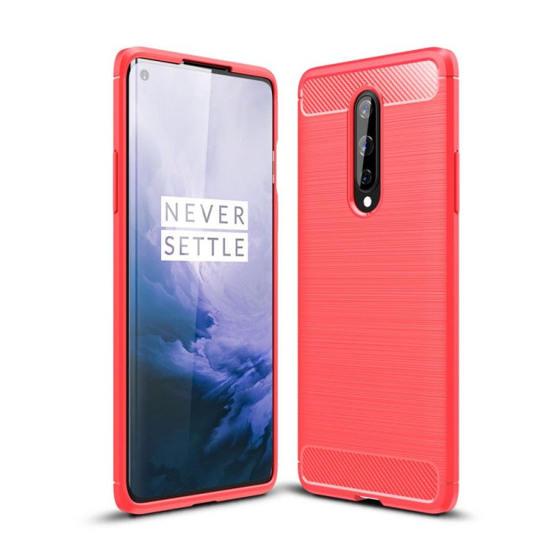 Kuori OnePlus 8 Punainen Musta Harjattu Hiilikuitu Suojakuori