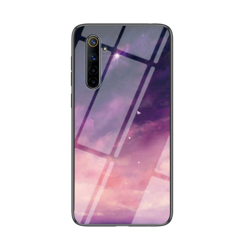 Case Kuoret Realme 6 Violetti Musta Puhelinkuoret Karkaistu Lasi