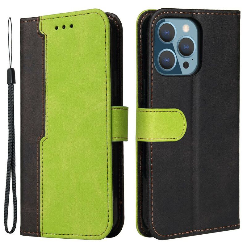 Flip Kotelot iPhone 13 Pro Bicolor Faux Leather Suojakuori