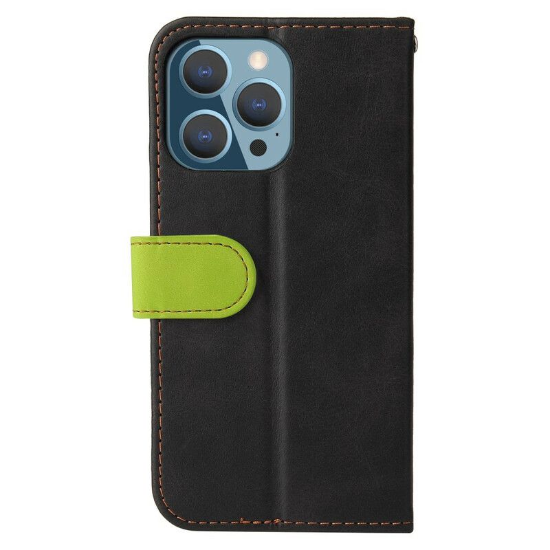 Flip Kotelot iPhone 13 Pro Bicolor Faux Leather Suojakuori