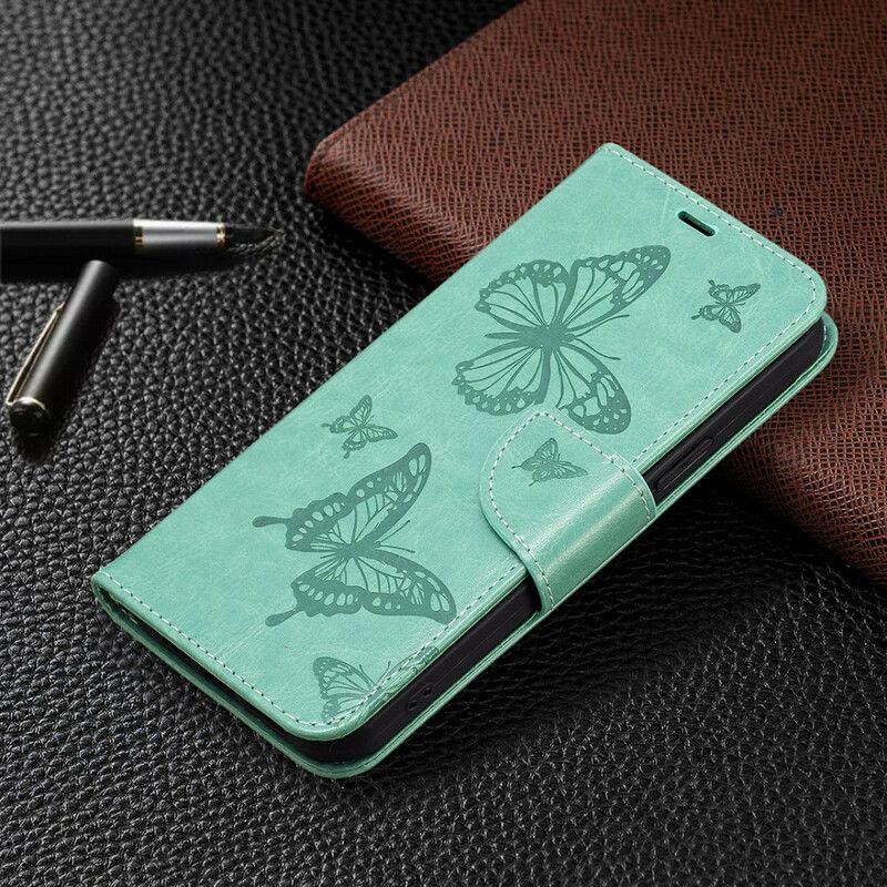 Flip Kotelot iPhone 13 Pro Butterflies Printed Strappy Suojakuori