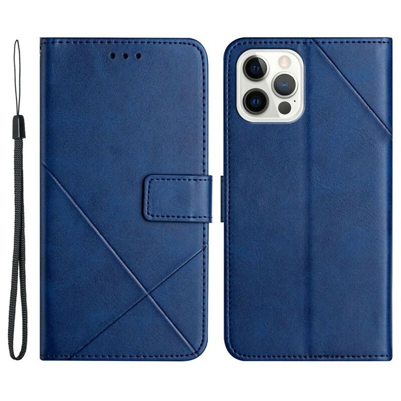 Flip Kotelot iPhone 13 Pro Geometric Strappy Leather Style