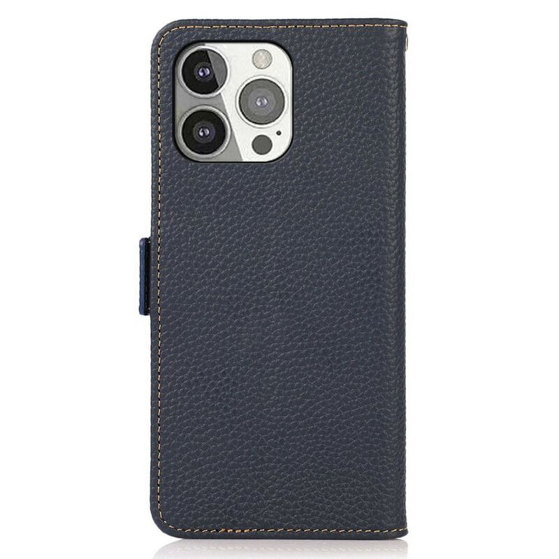 Flip Kotelot iPhone 13 Pro Lychee Leather Rfid Khazneh