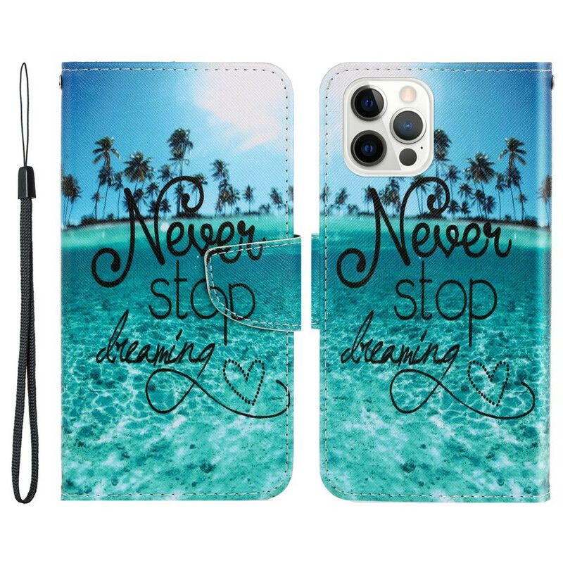 Flip Kotelot iPhone 13 Pro Never Stop Dreaming Navy Strappy