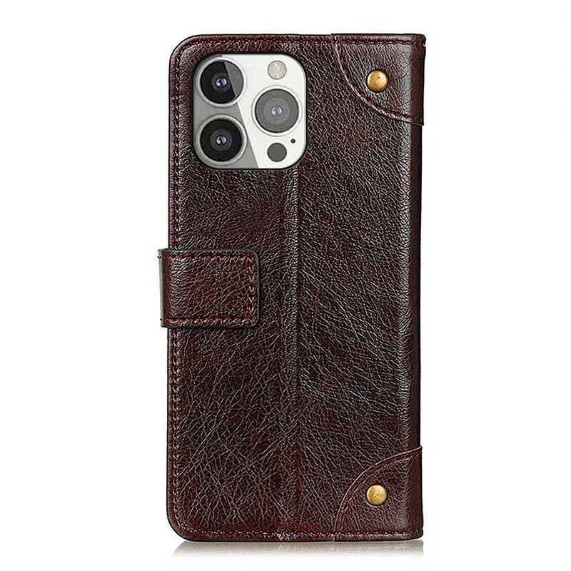 Kotelot iPhone 13 Pro Puhelinkuoret Style Nappa Leather Vintage Niitit