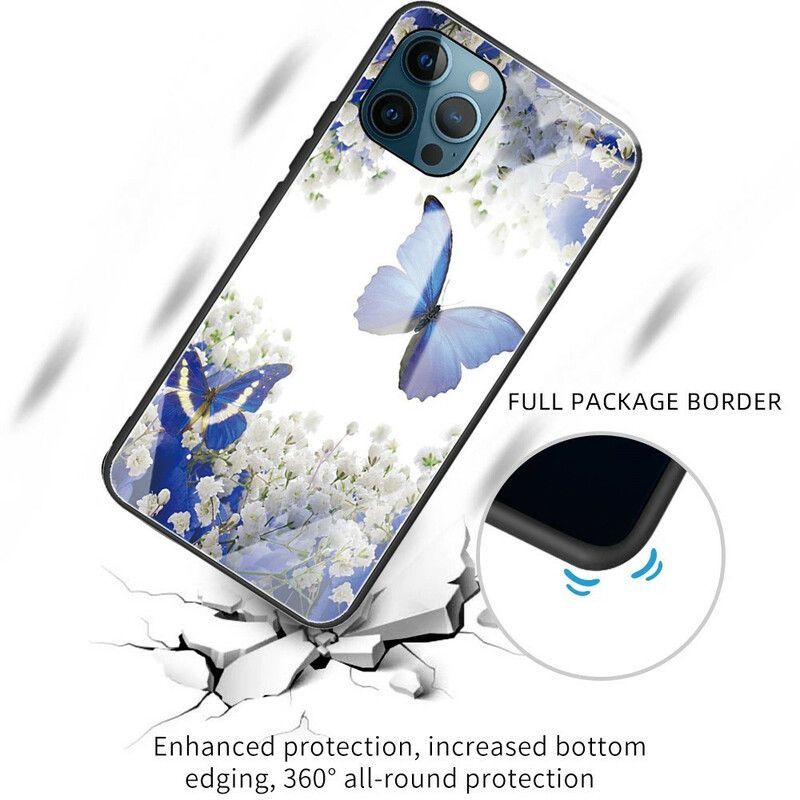 Kuori iPhone 13 Pro Tempered Glass Butterflies Design