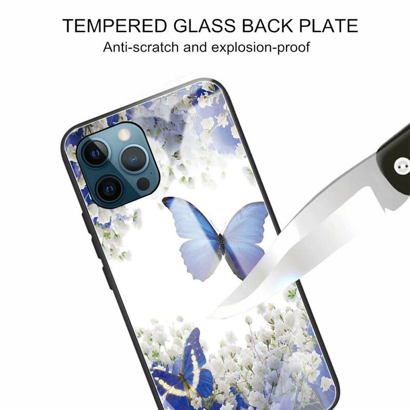 Kuori iPhone 13 Pro Tempered Glass Butterflies Design