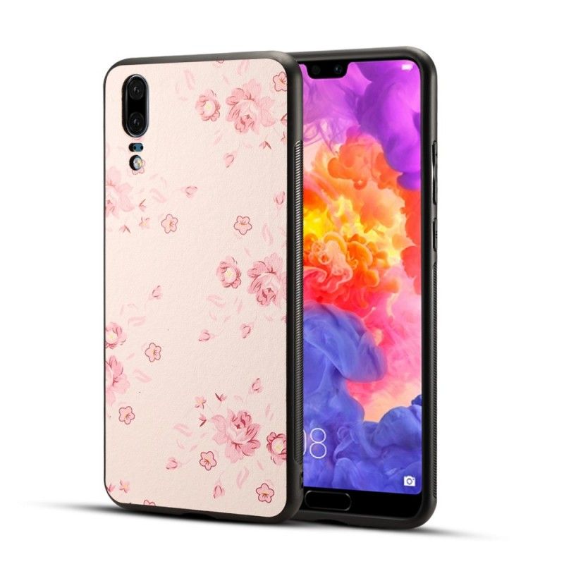 Case Kuoret Huawei P20 Violetti Magenta Puhelinkuoret Keinonahkaa Vapauden Kukat