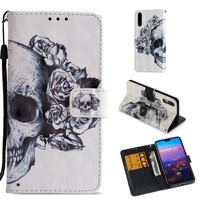 Flip Case Huawei P20 Kolmiulotteinen Kukka Kallo