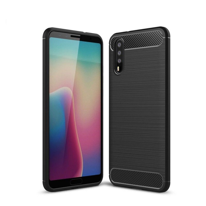 Kuori Huawei P20 Harmaa Musta Harjattu Hiilikuitu