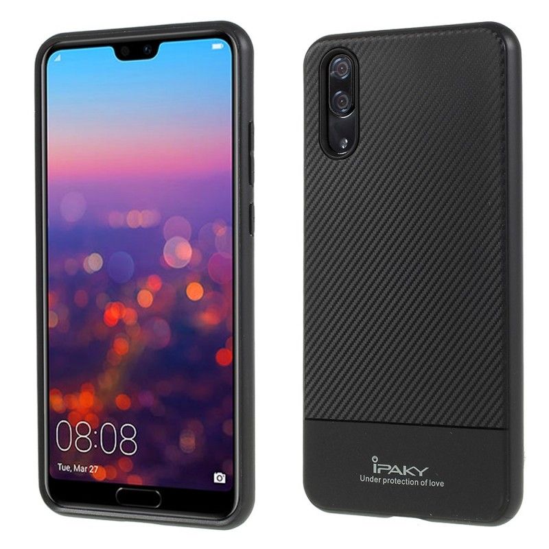 Kuori Huawei P20 Harmaa Musta Ipaky Hiilikuitu