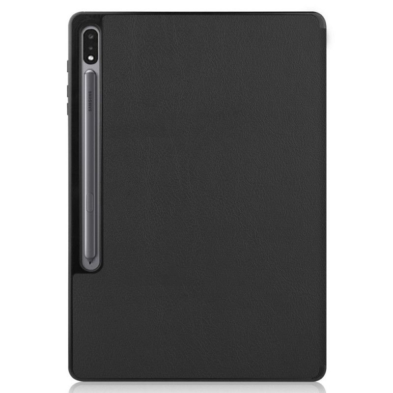 Smart Case Samsung Galaxy Tab S7 Plus Harmaa Musta Kolminkertainen Kynän Pidike