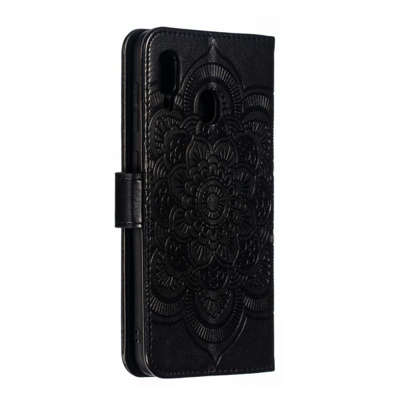 Flip Case Samsung Galaxy A30 Harmaa Musta Mandala Ja Timantit