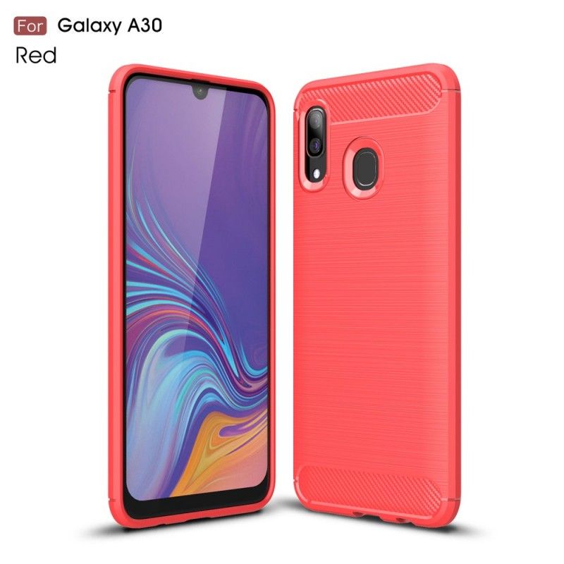 Kuori Samsung Galaxy A30 Punainen Musta Harjattu Hiilikuitu