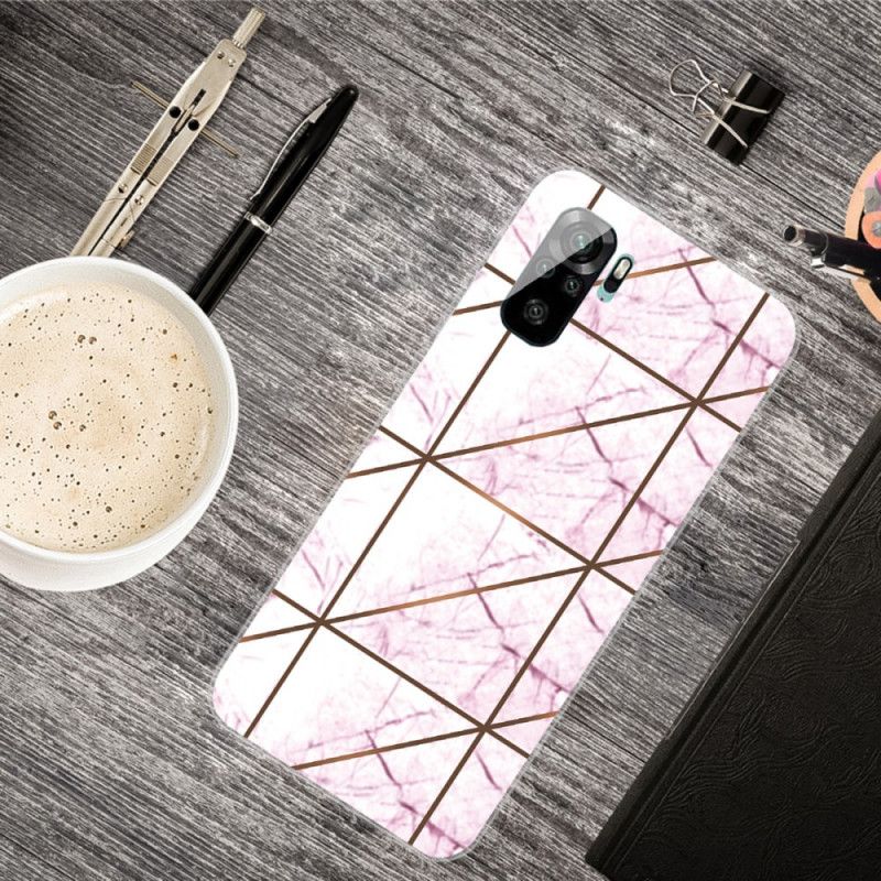 Case Kuoret Xiaomi Redmi Note 10 / Note 10S Valkoinen Musta Puhelinkuoret Voimakas Geometrinen Marmori