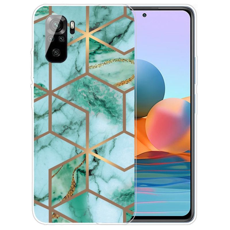 Case Kuoret Xiaomi Redmi Note 10 / Note 10S Valkoinen Musta Puhelinkuoret Voimakas Geometrinen Marmori