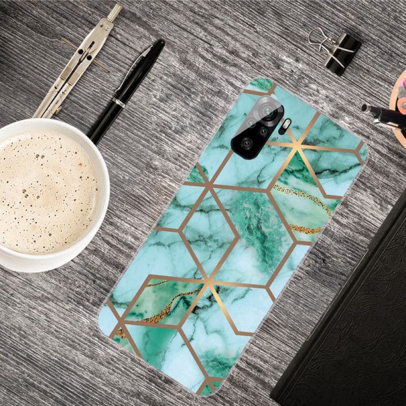 Case Kuoret Xiaomi Redmi Note 10 / Note 10S Valkoinen Musta Puhelinkuoret Voimakas Geometrinen Marmori