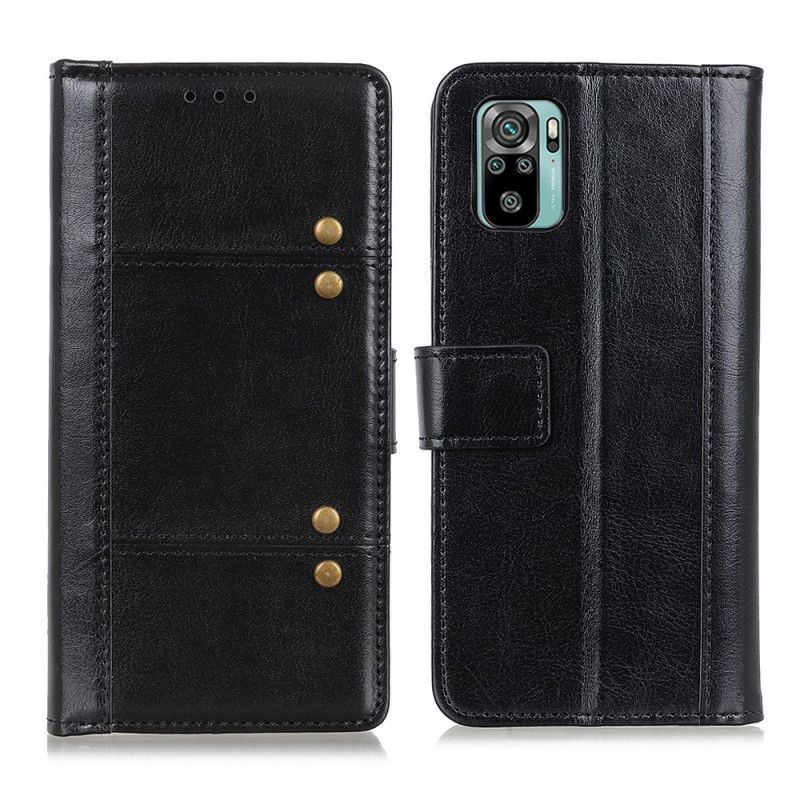 Flip Case Xiaomi Redmi Note 10 / Note 10S Punainen Musta Antiikki Nahka