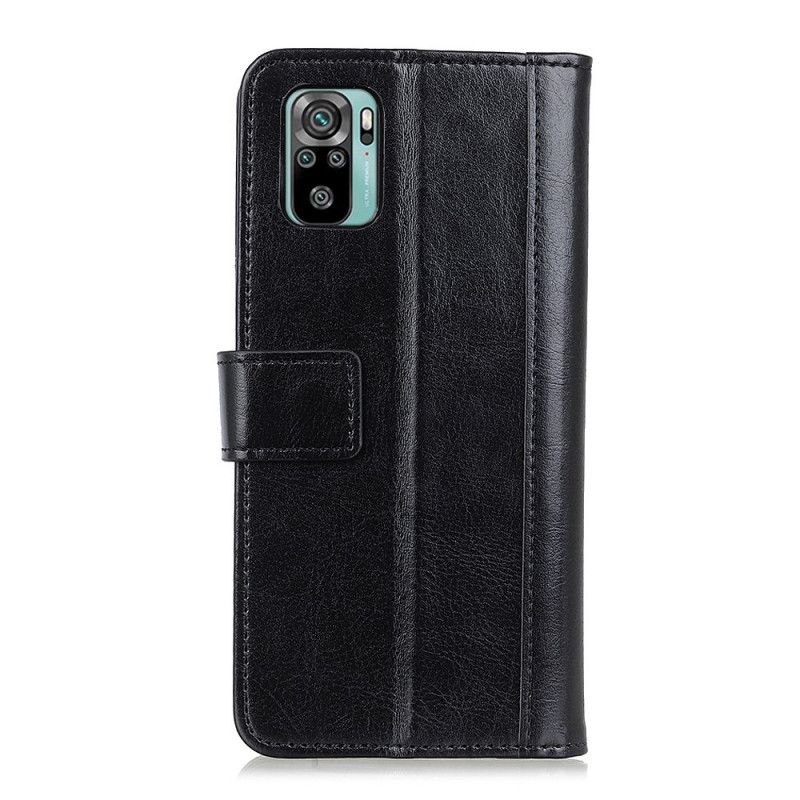 Flip Case Xiaomi Redmi Note 10 / Note 10S Punainen Musta Antiikki Nahka