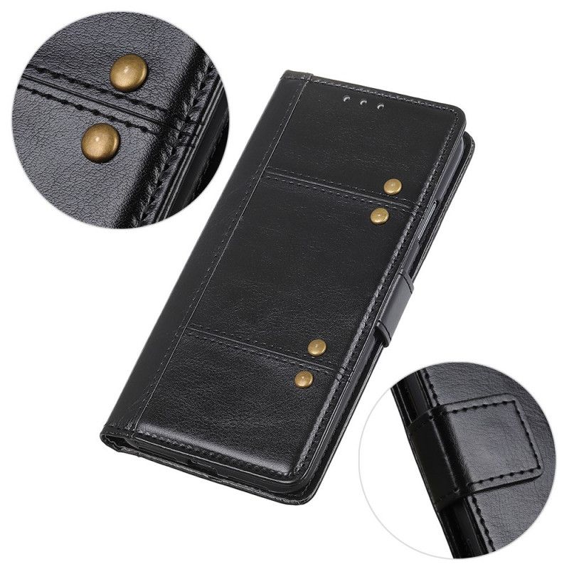 Flip Case Xiaomi Redmi Note 10 / Note 10S Punainen Musta Antiikki Nahka