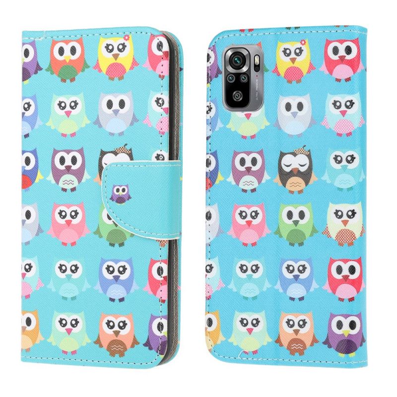 Flip Case Xiaomi Redmi Note 10 / Note 10S Useita Pöllöjä 2