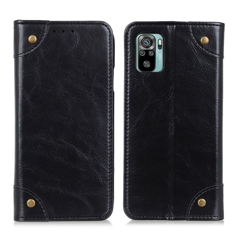 Flip Kotelot Xiaomi Redmi Note 10 / Note 10S Tummansininen Musta Puhelinkuoret Vintage Split Split -Niitit