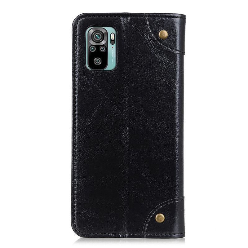 Flip Kotelot Xiaomi Redmi Note 10 / Note 10S Tummansininen Musta Puhelinkuoret Vintage Split Split -Niitit