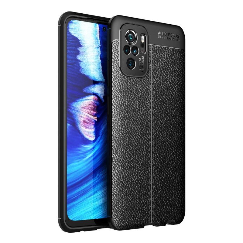 Kuori Xiaomi Redmi Note 10 / Note 10S Punainen Musta Kaksilinjainen Litsi Nahkainen Vaikutus