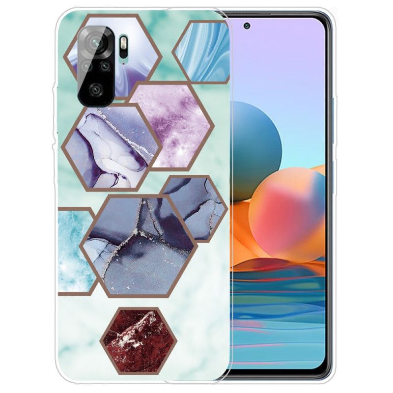 Kuori Xiaomi Redmi Note 10 / Note 10S Valkoinen Musta Fantasiamarmori Suojakuori