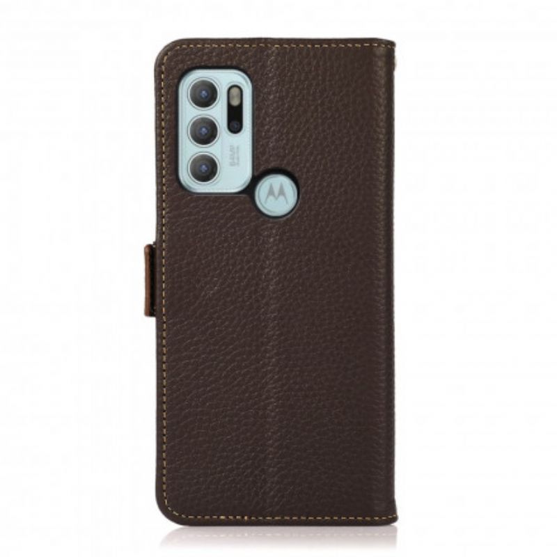 Flip Kotelot Moto G60s Litchi Leather Khazneh Rfid Suojakuori