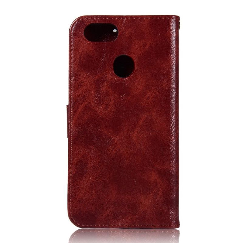 Flip Case Google Pixel 3A Kahvi Punainen Vintage Nahkatehoste Hihnalla