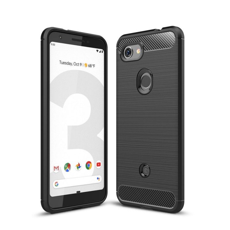 Kuori Google Pixel 3A Punainen Musta Harjattu Hiilikuitu Suojakuori