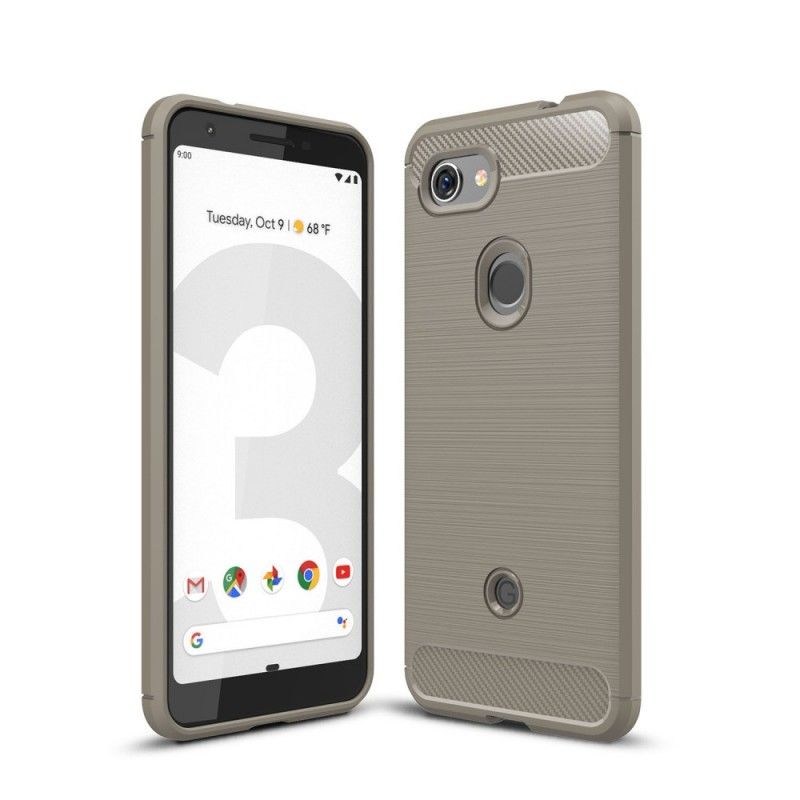 Kuori Google Pixel 3A Punainen Musta Harjattu Hiilikuitu Suojakuori