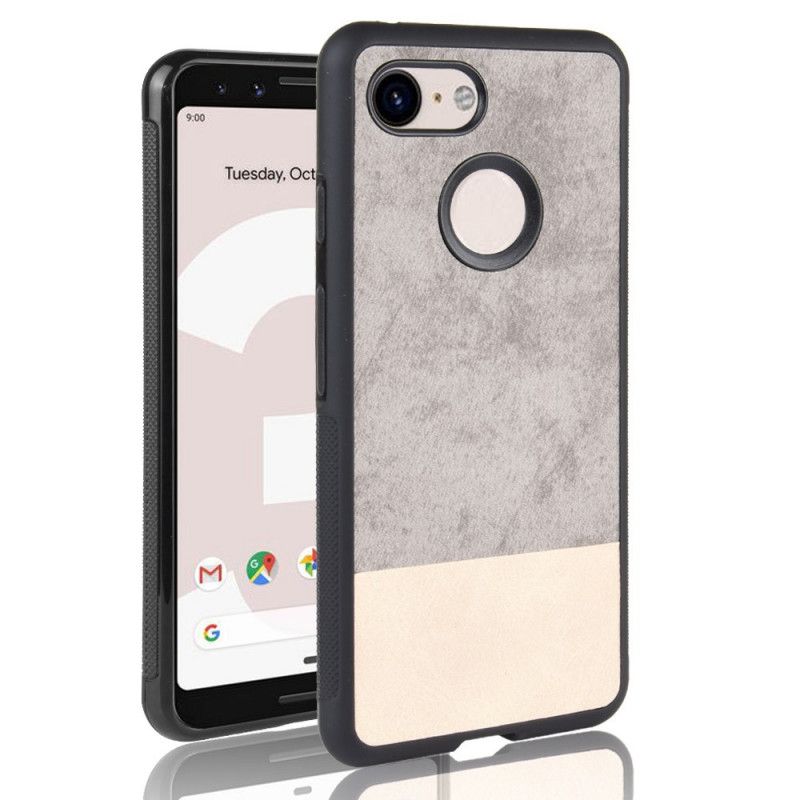 Case Kuoret Google Pixel 3 Harmaa Musta Puhelinkuoret Kaksisävyinen Keinonahka