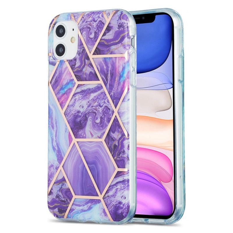 Case Kuoret iPhone 11 Vihreä Vaaleanpunainen Puhelinkuoret Räikeä Geometrinen Marmori