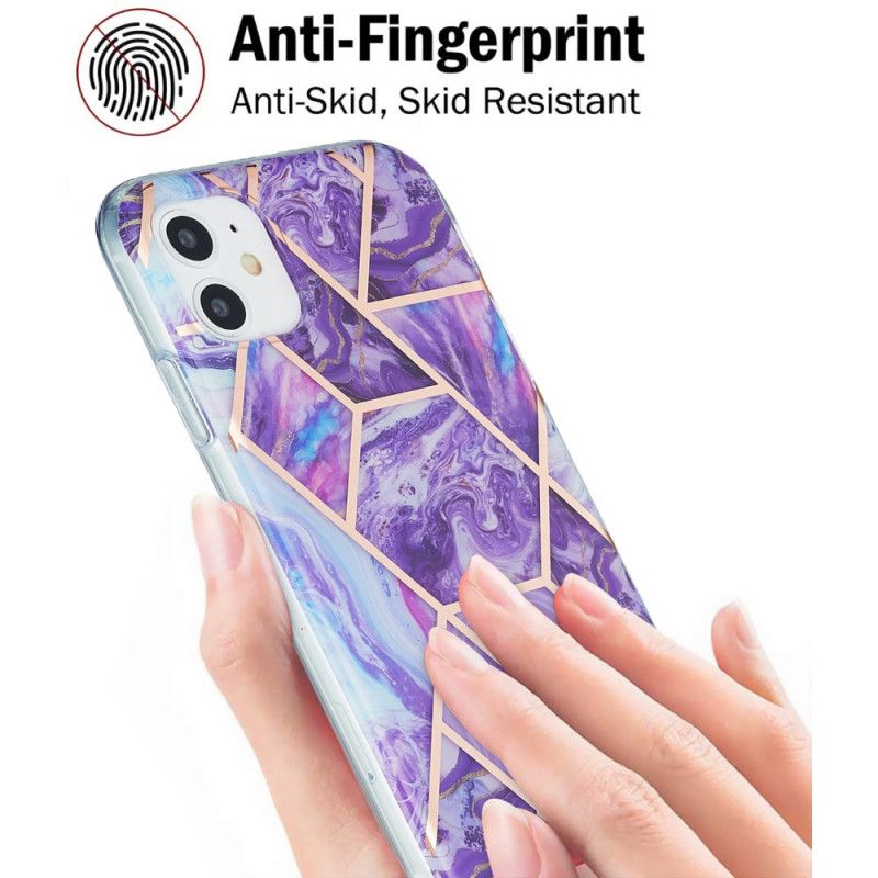 Case Kuoret iPhone 11 Vihreä Vaaleanpunainen Puhelinkuoret Räikeä Geometrinen Marmori