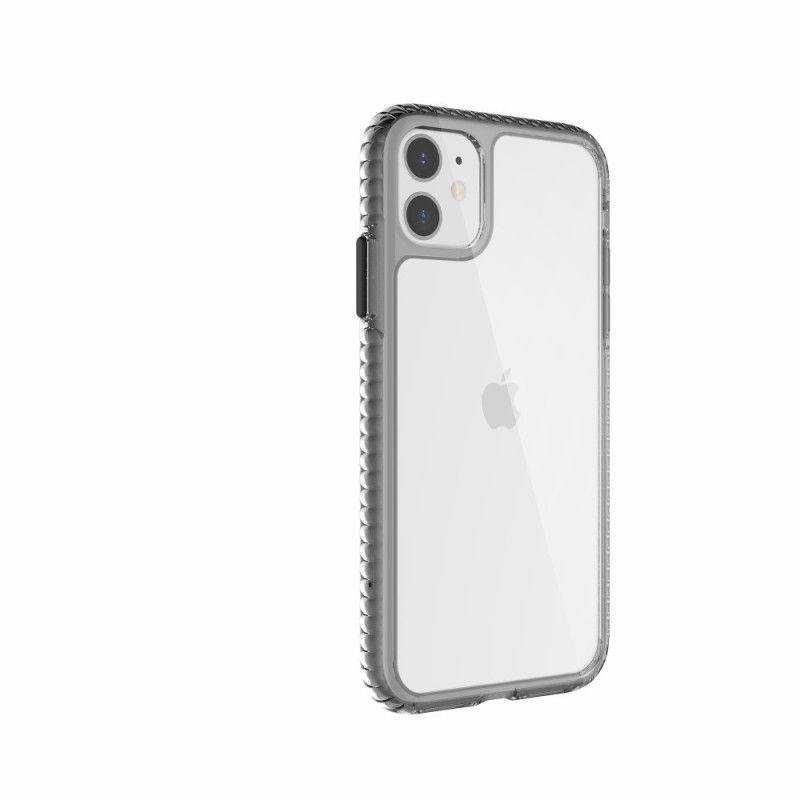 Kuori iPhone 11 Harmaa Musta Läpinäkyvät Kuvioidut Reunat